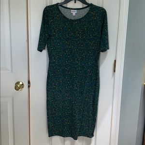 Lularoe Green Julia dress size small floral print